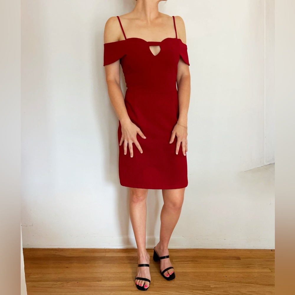TOPSHOP Storee red off the shoulder dress
